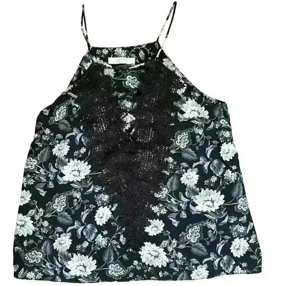 WAYF Women's Black Floral Posie Strappy Camisole, Size Small Where Are You From - Picture 3 of 12